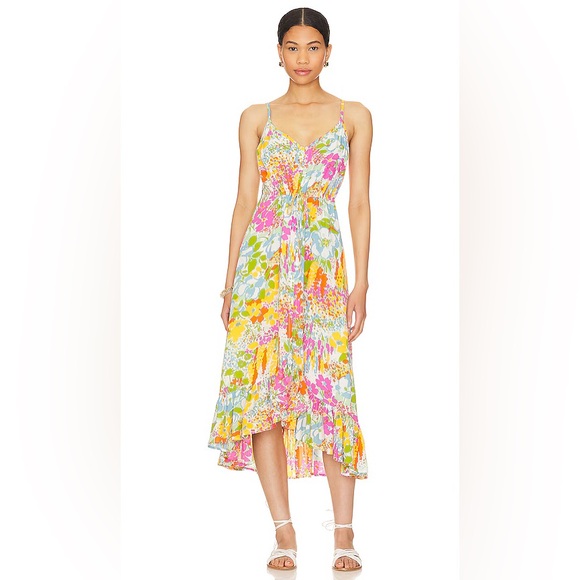 Rails Frida Day‎ Garden Midi Dress Floral Multi Color Rainbow Sz Small - Picture 1 of 7